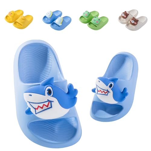 Scarpe da Spiaggia e Piscina Ragazzi Ragazze Infradito Ciabatte da Bagno Bambino Bambini Sandali Estivi Antiscivolo Doccia Pantofole Slippers Squalo Blu 29 (Dimensioni Etichetta 190mm)