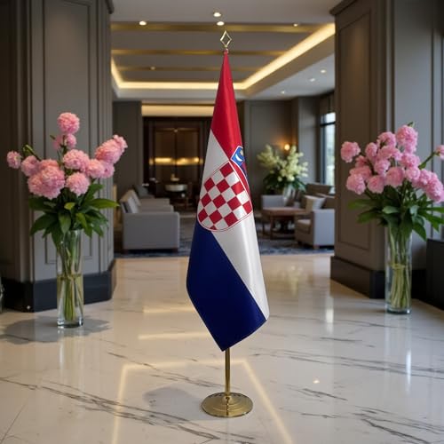 Drapeau Croatie avec pied et mât pour conférences et événements - 4