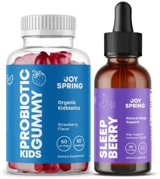 JoySpring Childrens Gummy Probiotics - Digestion & Immune Boosting Probiotic Gummies Kids Crave and SleepBerry Melatonin for Kids with Elderberry