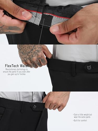 Image of Mc Henry Men's Techno Flex 2inch-Waist Expandable Wrinkle Free Slim Fit 4 Way Lycra for Elite and Luxurious Formal /Casual Trousers