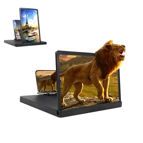 Big Screen Phone Magnifier,HD Screen Expander,Foldable Phone Stand with Screen Amplifier,Compatible with All Smartphones,Portable 3D Magnifying Screen for Elderly (10in)