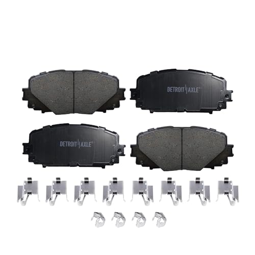 Image of Detroit Axle - Front Brake Pads for 2012-2018 Toyota Yaris [Rear Disc] | Ceramic Brake Pads w /Hardware 2013 2014 2015 2016 2017 Replacement