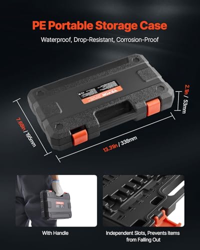Image of VEVOR Torx Bit Socket Set, 34-Piece Solid Star and Tamper Proof T6-T70, S2 Alloy Steel and Cr-V Steel, 1 /4 in, 3 /8 in, and 1 /2 in Drives, with Enhanced Storage Case, Torx Sockets for Hand Use