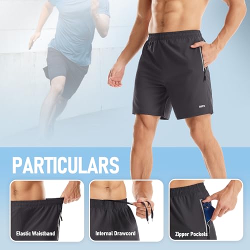 INYO Mens Athletic Short Quick Dry Lightweight Running Shorts Zipper Pockets Breathable Tennis Shorts4