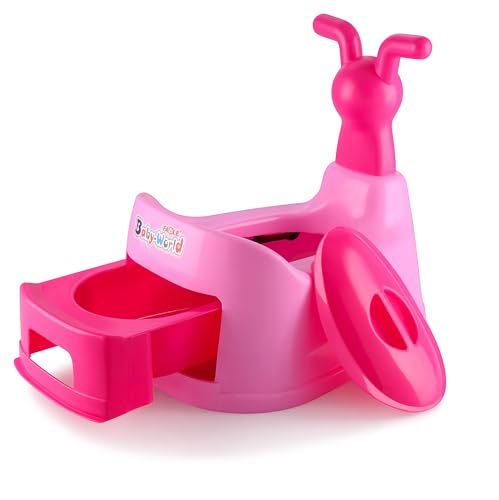Image of Nabhya Small Potty Toilet Trainer Seat /Chair with Lid and High Back Support for Toddler Boys Girls (Age 7 Months to 2 Years) (Pink)
