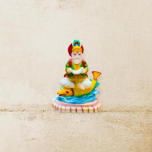 Image of Khwaja Peer Marble Murti Statue for Puja Room, Home Decor, Car Dashboard | GoodLuck God Jhulelal Spiritual Murti Figurine Idol for Home Decor, Living Room, Decorative Item (7 Inch)