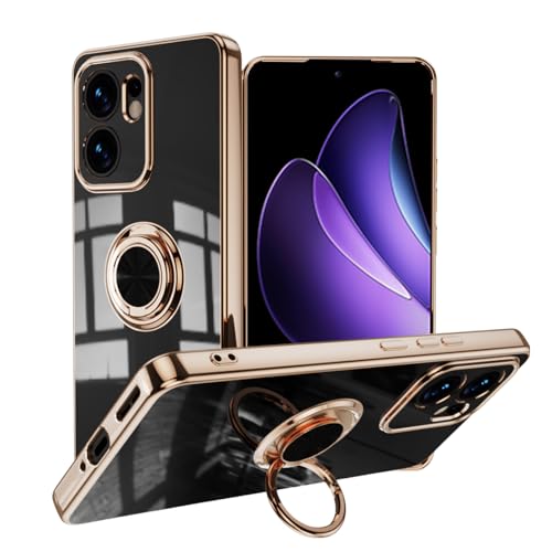 LuFiYa OPPO Reno 13A 5G �p �P�[�X �����O�t�� �J�o�[ TPU�f�� �X�^���h�@ �X�}�z�P�[�X �y�� �ϏՌ� ���� �C�菝�h�~ �����h�~ �ԍڃz���_�[ 360°��] �P�[�X OPPO reno13 a �Ή� (�u���b�N)