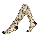 Supdreamc Cute Comfortable Socks for Adults Beautiful Flowers Birds, Fashion Compression Knee High for Daily Wear Outdoor Running Hiking Sports Gifts
