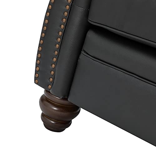 Hulala Home 81'' Upholstered Leather Sofa With Nailhead Trim And Rolled Armrests, Mid-Century Modern Living Room 3-Seater Couch, Black Couch With Removable Cushion For Bedroom Apartment #TOP7