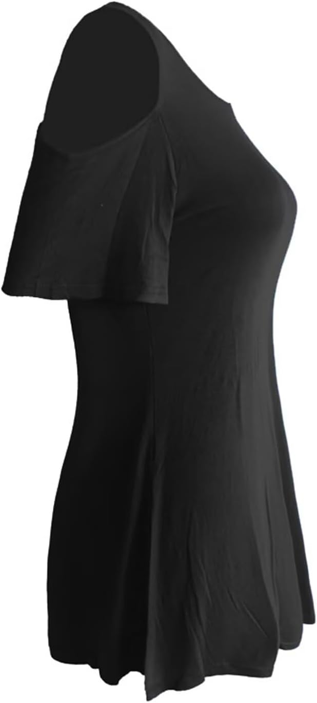 Afibi Womens Cold Shoulder 3/4 Sleeve Swing Tunic Tops for Leggings - Image 6