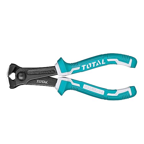 TOTAL - Alicate de Corte Frontal | 160 mm | Ideal Para Cortar Alambre, Cable o Plástico | Mango Ergonómico Antideslizante | Fabricado en Cromo Vanadio | Mango Bimaterial