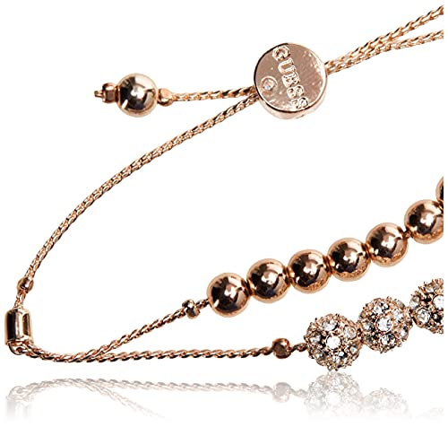 Guess Rose-Gold-Tone Two Row Slider Bracelet With Metal And Crystal Pave Beads #TOP1