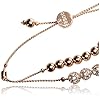 GUESS Rose-Gold-Tone Two Row Slider Bracelet with Metal and Crystal Pave Beads