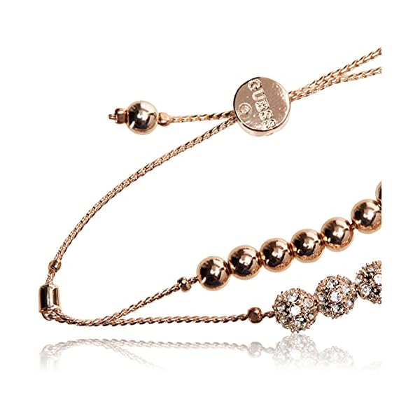 GUESS Rose-Gold-Tone Two Row Slider Bracelet with Metal and Crystal Pave Beads