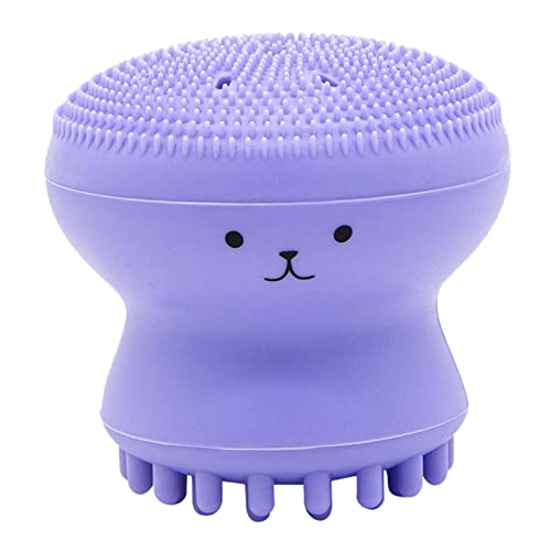 タコのかわいいシリコーン フェイス ブラシ マッサージ リムーブ スクラブ ディープ クレンジング ライト パープル ライトパープル 2.08x2.08x1.65インチ