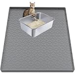 Large Cat Litter Mat, 34" X 22" (86x56cm) Silicone Cat Mat for Litter Box, Waterproof Litter Trapper with Raised Edge, Anti-Track Kitty Litter Box Liner for Hard Floors, Easy to Clean, Grey