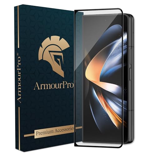 Image of ArmourPro Tempered Glass for Samsung Galaxy Z Fold 4-9H Screen Protector with Black Border, Anti Scratch, Edge-to-Edge Coverage, HD Clarity, Smooth Touch, Case Friendly | Black