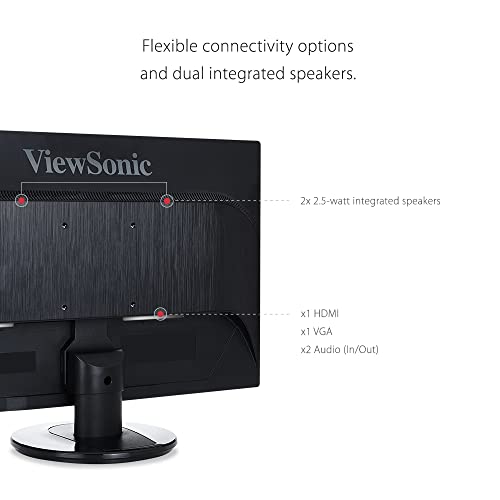 Image of ViewSonic VA2446MH-LED 24 Inch Full HD 1080p LED Monitor with HDMI and VGA Inputs for Home and Office,Black