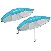 AMMSUN XL Chair Umbrella with Universal Clamp Adjustable 47 inches and 360-degree Swivel UPF 50+, Portable Clamp on Camping or Beach Chair, Stroller, Wheelchair, Golf cart, Bright Blue, 2 PACK