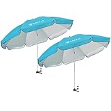 AMMSUN XL Chair Umbrella with Universal Clamp Adjustable 47 inches and 360-degree Swivel UPF 50+, Portable Clamp on Camping or Beach Chair, Stroller, Wheelchair, Golf cart, Bright Blue, 2 PACK