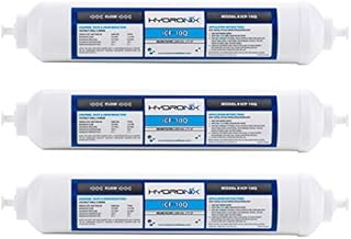 Hydronix ICF-10Q/3 Inline Post Activated Carbon Water Filter Replacement Cartridge with 1/4-Inch Quick Connect for Refrigerator, Ice Maker, RO Reverse Osmosis System, 2000 Gallons (3 Pack)