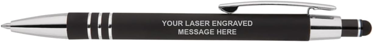 Custom Soft Touch Blue or Black Stylus Metal Pens (Qty-50 or More) Laser Engraved Promotional Pens