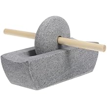 ABOOFAN 1 Set Traditional Chinese Stone Mill Manual Grinder with Hand Crank for Tea Spice Grinding Compact Rolling Pestle for Home Use Ergonomic Design for Effortless Grinding