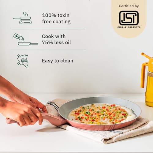 Image of Ember Cookware Arcilla Ceramic Non Stick Tawa 28cm | Non Toxic Roti & Chapati Pan | ISI Certified | Ceramic Cooking Tawa | PFAS & PTFE Free | 5-Year Warranty | Terracotta