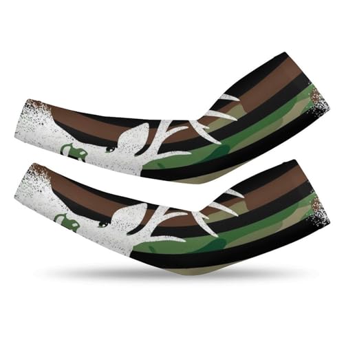 Meaudiwes Fashion Tattoo Cover Up Compression Cooling Sleeve Sun Protection Arm Sleeves Camouflage American Flag Camo Hunting Deer