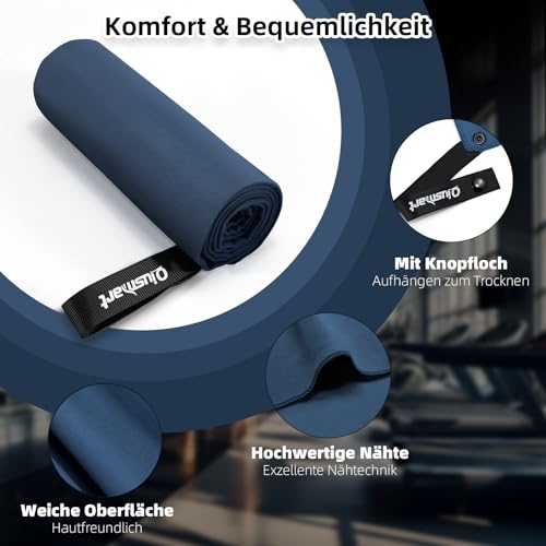 Mikrofaser Handtuch 3er Set (30*50cm): Schnelltrocknend & Kompakte Microfaser Sporthandtuch, für Reisehandtuch, Badetuch, Fitness, Strandtuch und Sport Handtücher (Marineblau, Schwarz, Armeegrün)