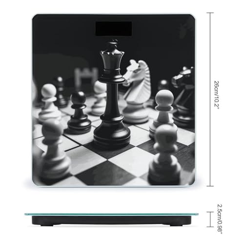Báscula Digital de Baño Estilo Ajedrez Blanco y Negro miniatura 2