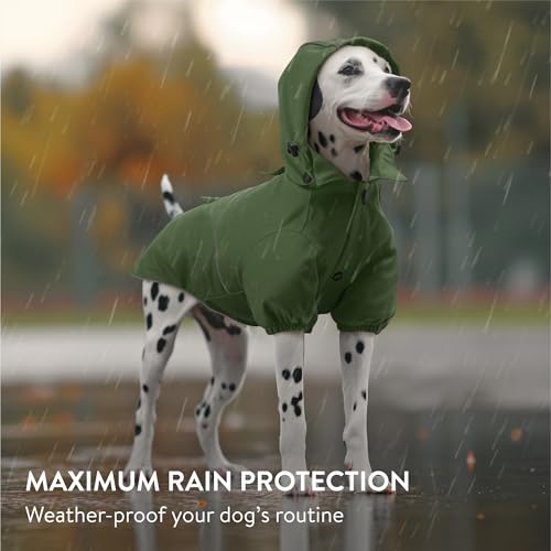 Navaris Regenmantel Regenjacke für Hunde - Regenmantel Hund wasserdicht - Hundemantel Hunderegenmantel Regencape aus PU und Polyester - Dog Raincoat - Grün - L