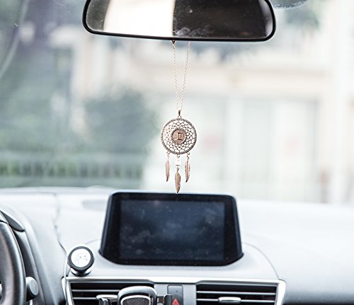 Mini Zodiac Capricorn Sign Dream Catcher Car Charm Rear View Mirror Accessories, Boltz Boho Dangling Feather Tassel Bead Pendant Constellation Ornament Wall Hanging Home Decoration (Gemini) #TOP3
