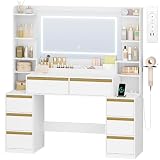 HEXCELEN 135 cm Tocador, Blanco-Dorado