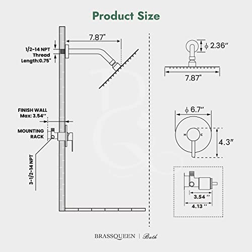 Brassqueen Wall Mounted Shower Valve Kit 8 Inch Rainfall Showerhead Matte Black Shower Faucet Set Shower Head And Handle Set Shower Faucet Valve Shower Kit #TOP1