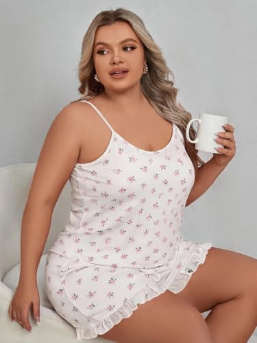 Image of SOLY HUX Women's Plus Size Pajama Set Cute Cartoon Print Sleepwear