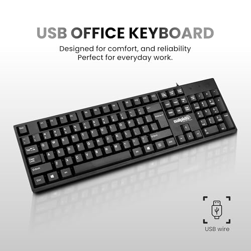 Image of G-501 Wired USB Office Keyboard with 104 Keys, Ergonomic Angled Design, Full-Size Keys for Comfortable Typing, Durable & Spill-Resistant for Daily Office & Home Use