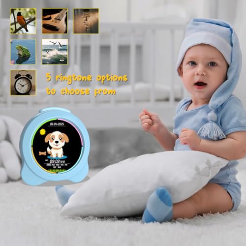 Sinoviwe Kids Alarm Clock Sun & Moon& Dog LED Display with Day & Date OK to Wake Clock with Night Light for Kids Children's Sleep Trainer Gift for Boy and Girls - image 6