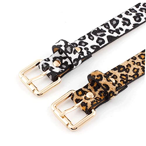 Ladies Leopard Print Pu Leather Belt Retro Artificial Horse Hair Waistband Women Pants Dresses Accessories3
