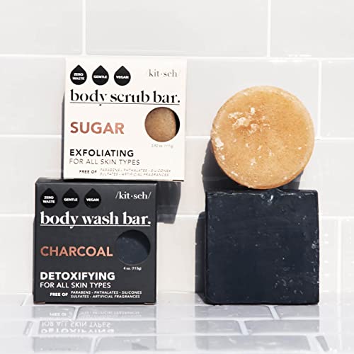 Kitsch Exfoliating Sugar Body Scrub Bar - Moisturizing Soap Bar For Glowing & Hydrated Skin | Natural Exfoliating Bar Soap For Men & Women With Sugar Scent | Zero Waste | Made In Us | 4 Oz #TOP6
