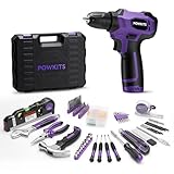 Tool Kit: 139 PCS Cordless Drill Set with Li-Ion Battery, 8V Power Drill with Type-C Charging, Portable Basic Home Tool Set for DIY Projects (Purple-A)