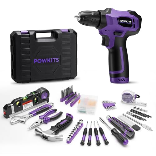 Tool Kit: 139 PCS Cordless Drill Set with Li-Ion Battery, 8V Power Drill with Type-C Charging, Portable Basic Home Tool Set for DIY Projects (Purple-A)