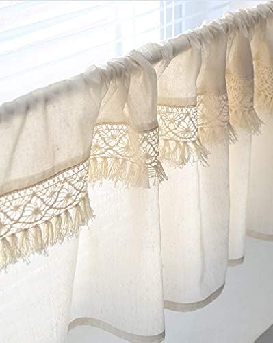 cozymomdeco Cotton Lace Tassel Kitchen Curtain Valance Cafe Curtain Kitchen Curtain Window Valance Farmhouse Home Decor