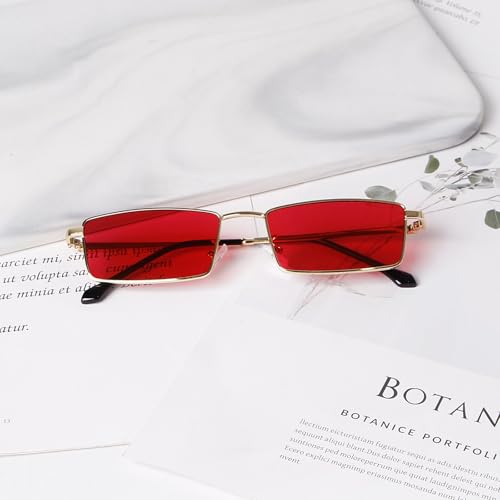 Image of Small Y2K Narrow Rectangle Sunglasses Womens Mens Retro 80s 90s Sun glasses UV400 Sunnies