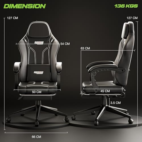 DROGO Onyx Ergonomic Gaming Chair, High Back Computer Chair with PU Leather, Linkage Arm Rest, Adjustable Height, Head & Lumbar Support | Home &... - Image 3