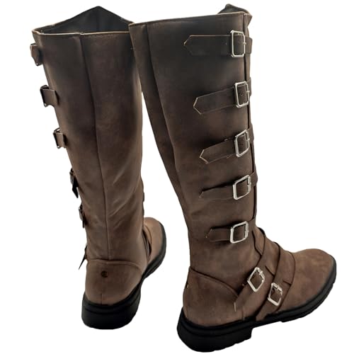 Image of Unisex Medieval Pirate Boots Men's Renaissance Boot Halloween PU Leather Costume Boot Gothic Cosplay Shoes