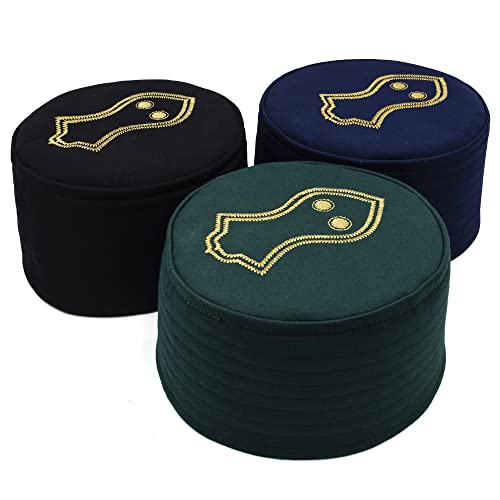 Modefa Turkish Islamic Men's Structured Kufi Hat - Round Skull Cap Takke - Sturdy Ottoman Tughra & Sandal3