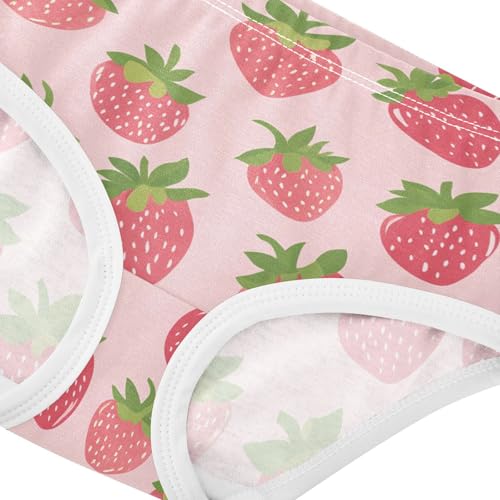Wusikd Cute Strawberries Girls' Underwear Cotton Pink Girls Briefs Soft Toddler Underwear 2T4