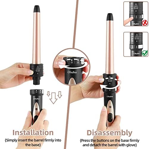 Curling Wand, Ohuhu Hair Curler 5 in 1, 9 to 32mm Multifunction Curling Tongs Iron Set with 5 Interchangeable Ceramic Barrel and Quick Heating for Long or Short All Hair Styling