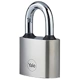 Yale Y112/40/124/1 Kłódka Żelazna, Mechanizm Blokujący Typu Dyskowego, Szerokość 40mm, do Użytku na Zewnątrz, do Magazynu, Garażu, do Biura i Szopy, 3 Klucze, Standardowe Bezpieczeństwo, Srebrna